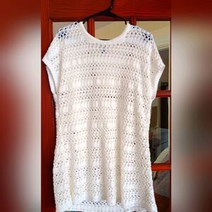 Cover-up dress (mini, short-sleeve, crochet)